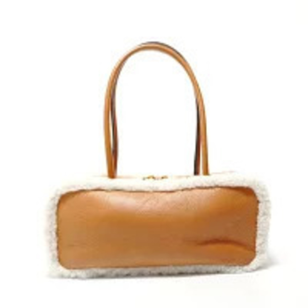 Miu Miu Arcadi Shearling Top Handle Shoulder Bag Brown